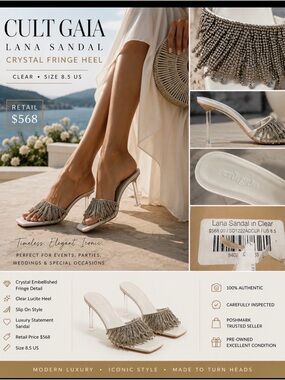 cult gaia Clear Crystal Fringe Lana Mule